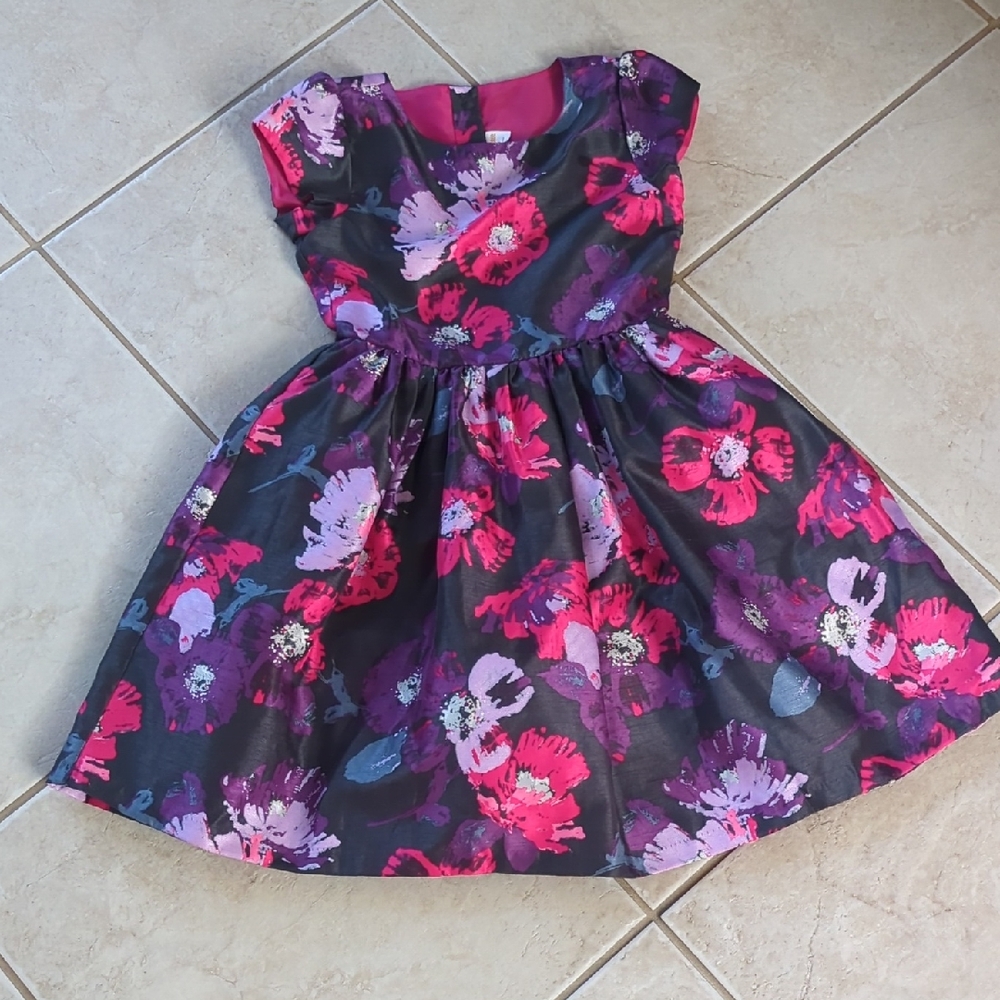 Gymboree Pink and Purple Floral Kids Dress Girls Size 8